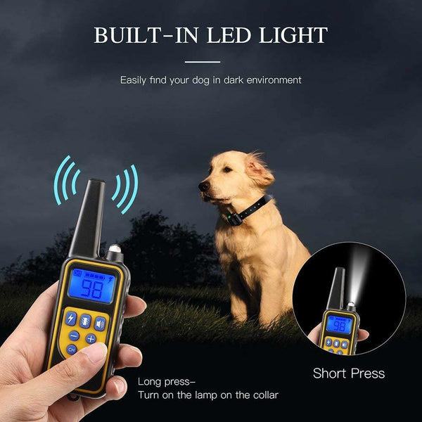 Waterproof Dog Training Electric Collar Rechargeable Remote Control 875 Yards