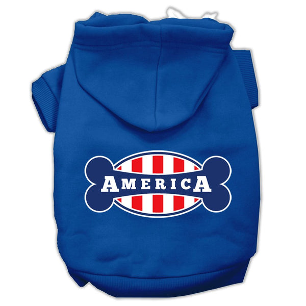 Bonely in America Screen Print Pet Hoodies Blue size XS.......XXL