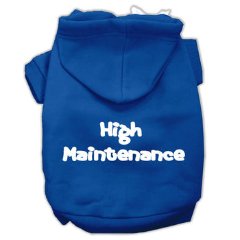 High Maintenance Screen Print Pet Hoodies Blue size XS.......XXL