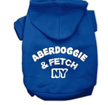 Aberdoggie NY Screenprint Pet Hoodies Blue size XS....XXL