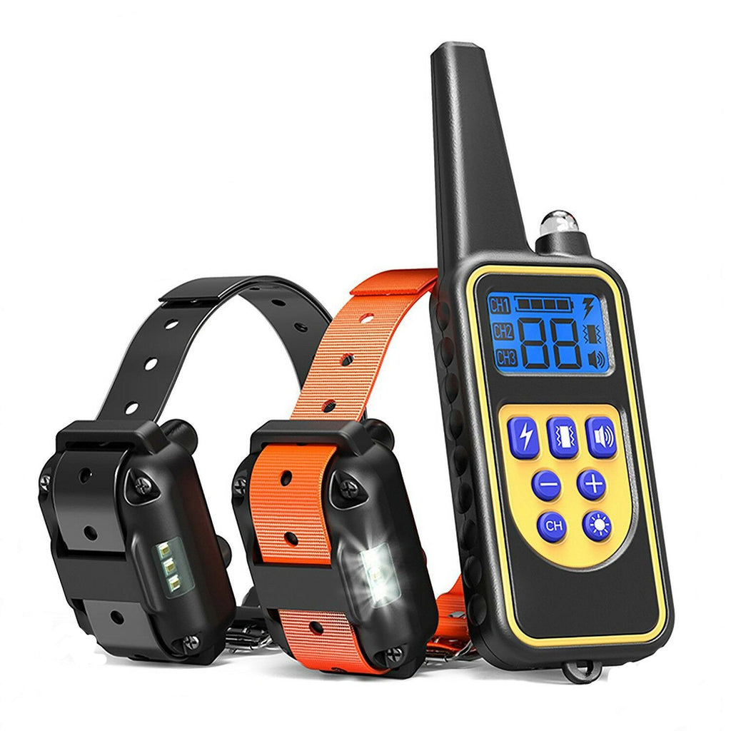 Waterproof Dog Training Electric Collar Rechargeable Remote Control 875 Yards