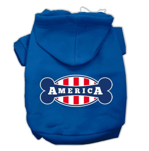 Bonely in America Screen Print Pet Hoodies Blue size XS.......XXL