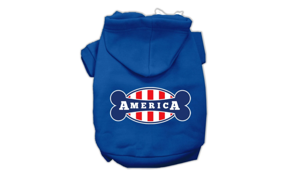 Bonely in America Screen Print Pet Hoodies Blue size XS.......XXL